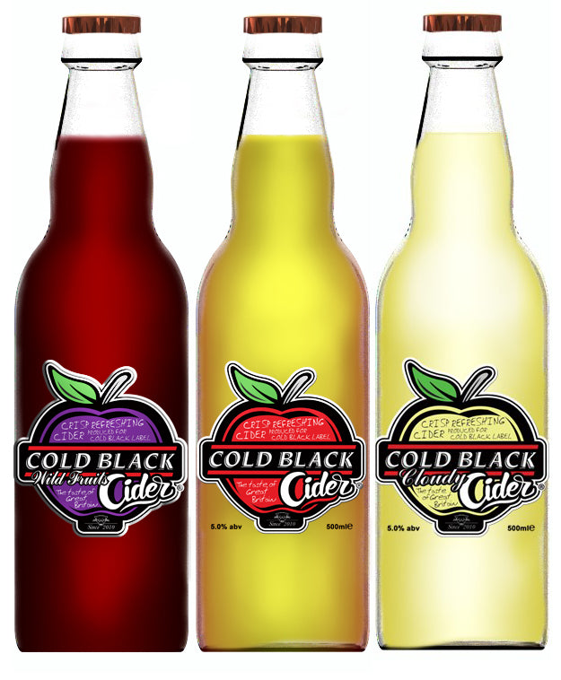 Mix of Cold Black Label's Ciders, 4.6% ABV, Case of 12x 500ml bottles